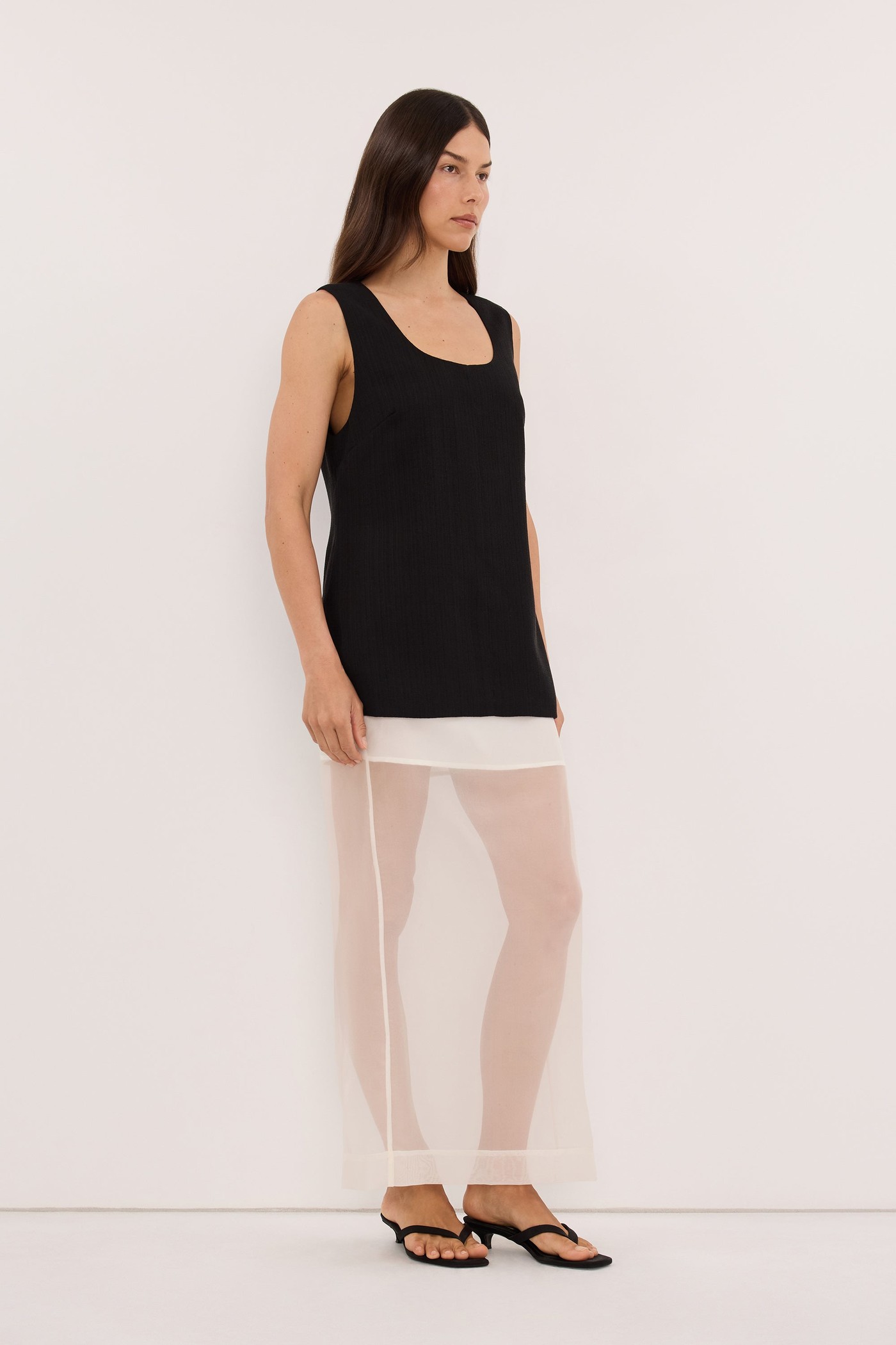 Runa Black Scoop Neck Top view 3