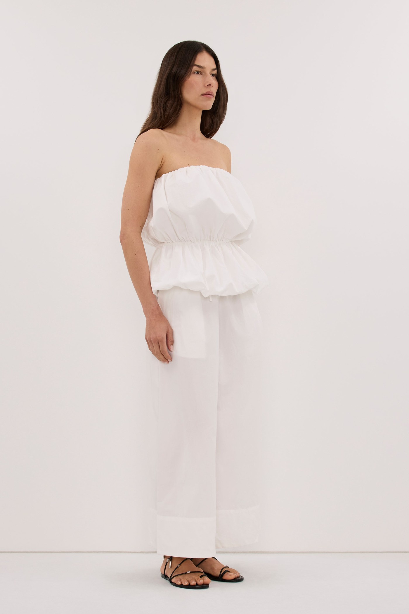 Martina White Cotton Bubble Top view 3