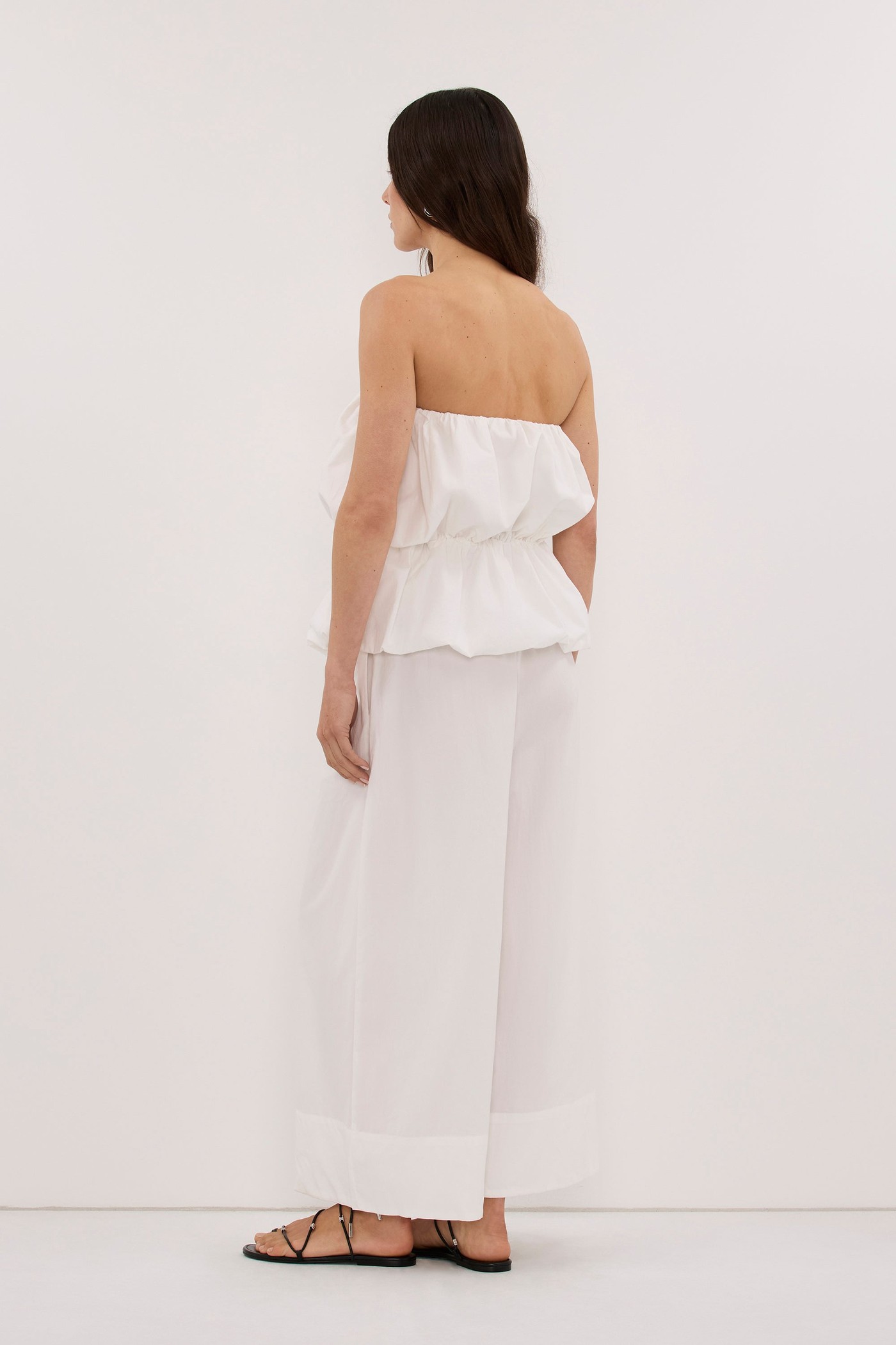 Martina White Cotton Bubble Top view 4
