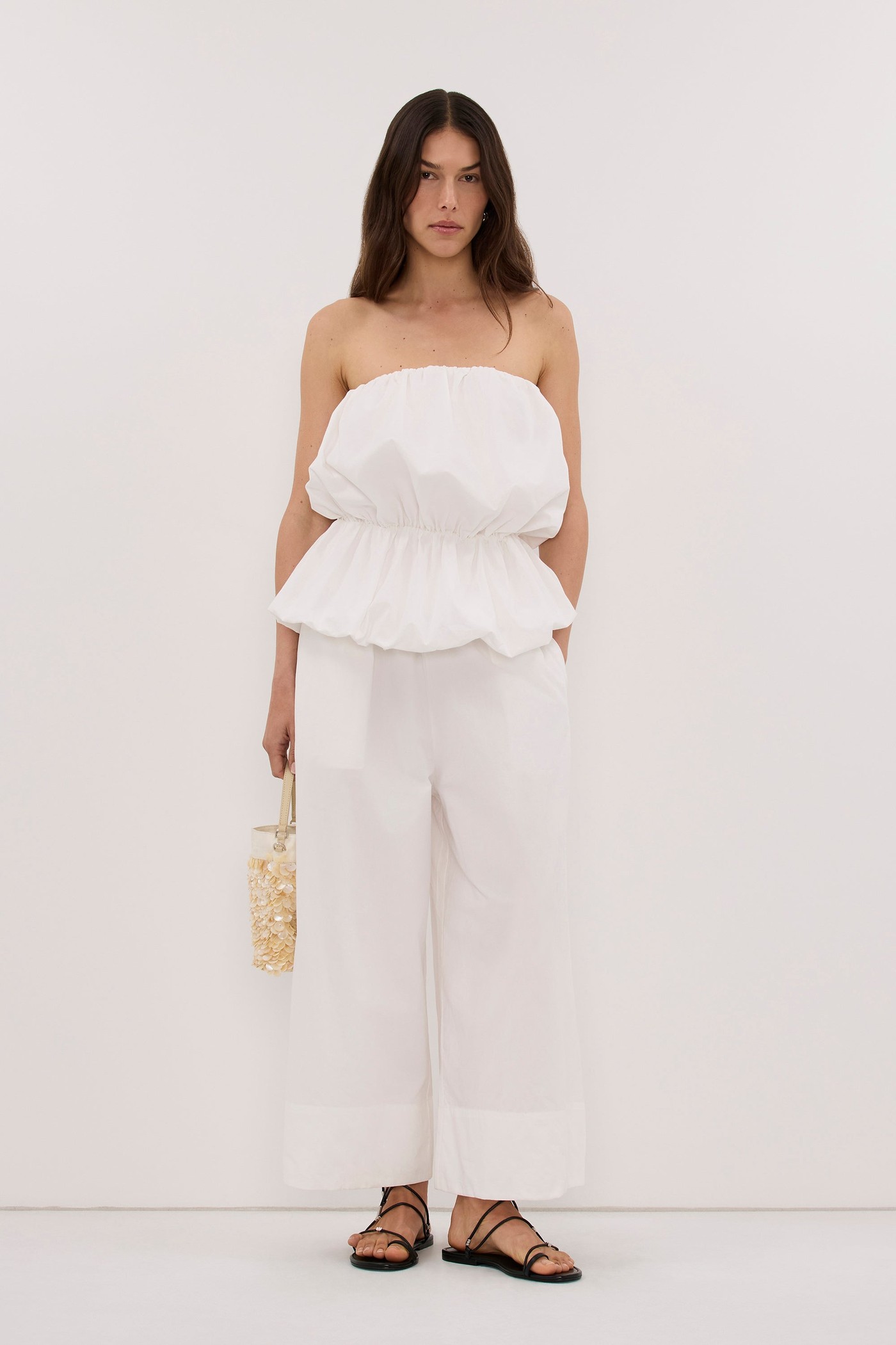 Martina White Cotton Bubble Top