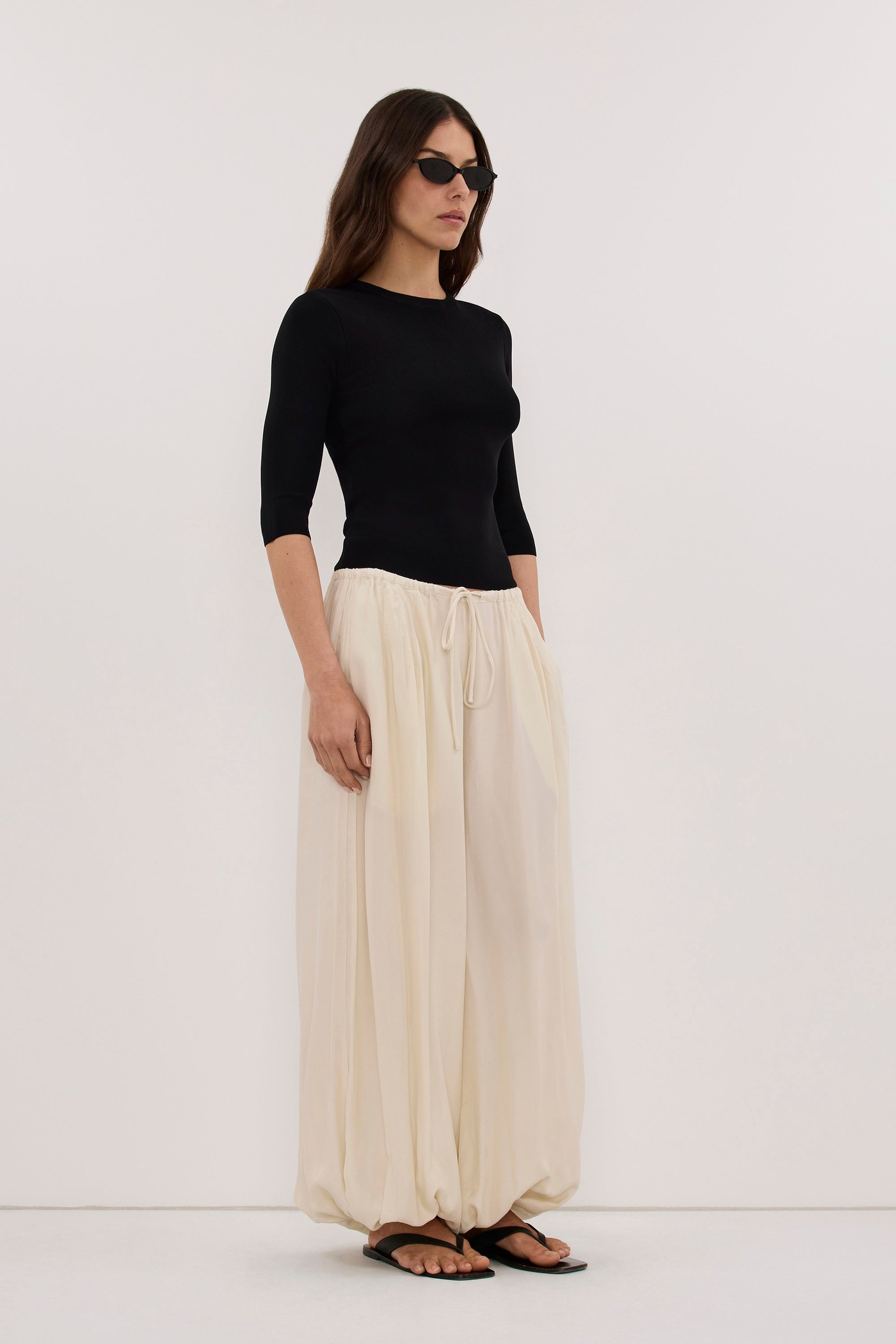 Silvia Black 3/4 Sleeve Knit Tee view 3
