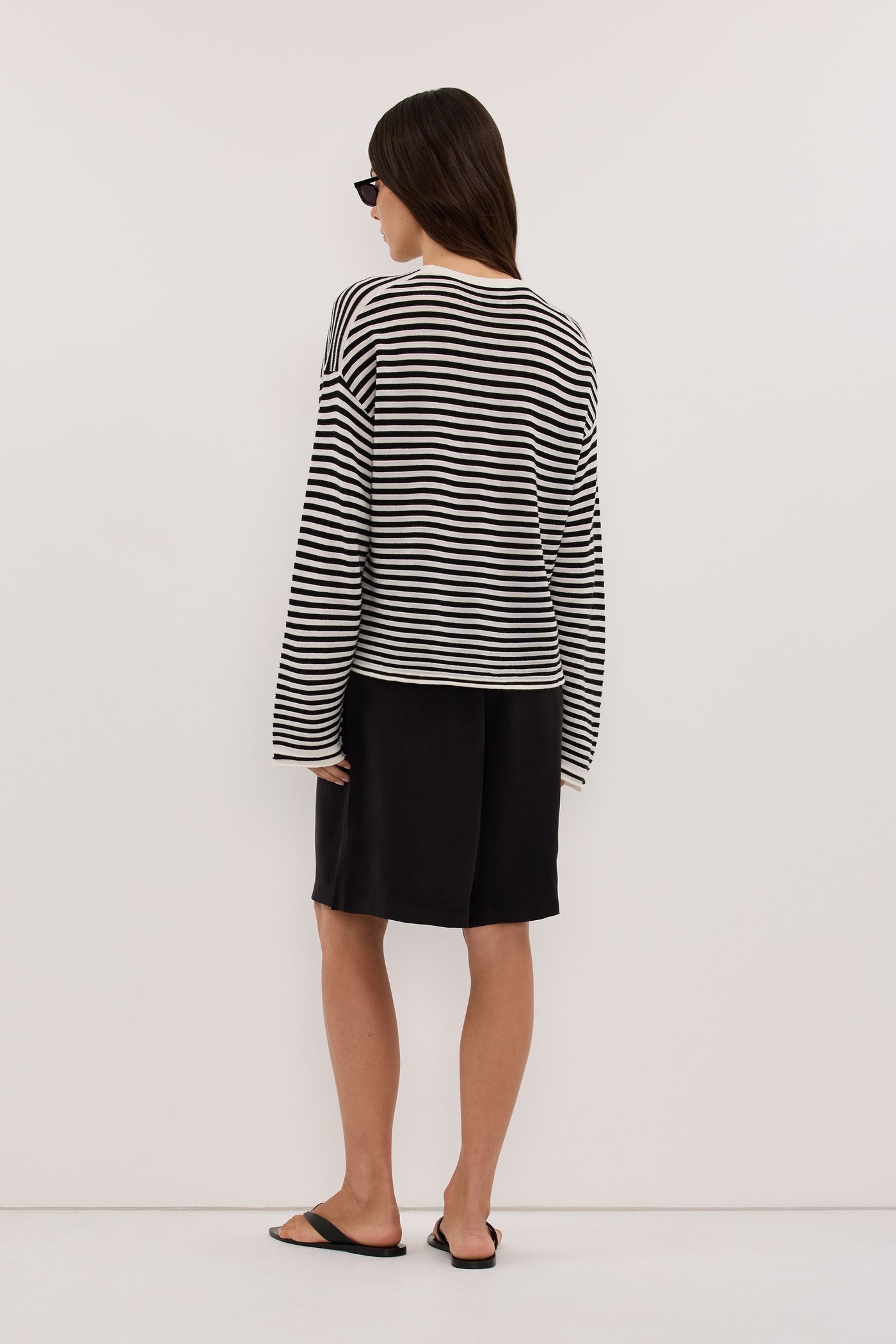 Posie Black Stripe Merino Knit Top view 3
