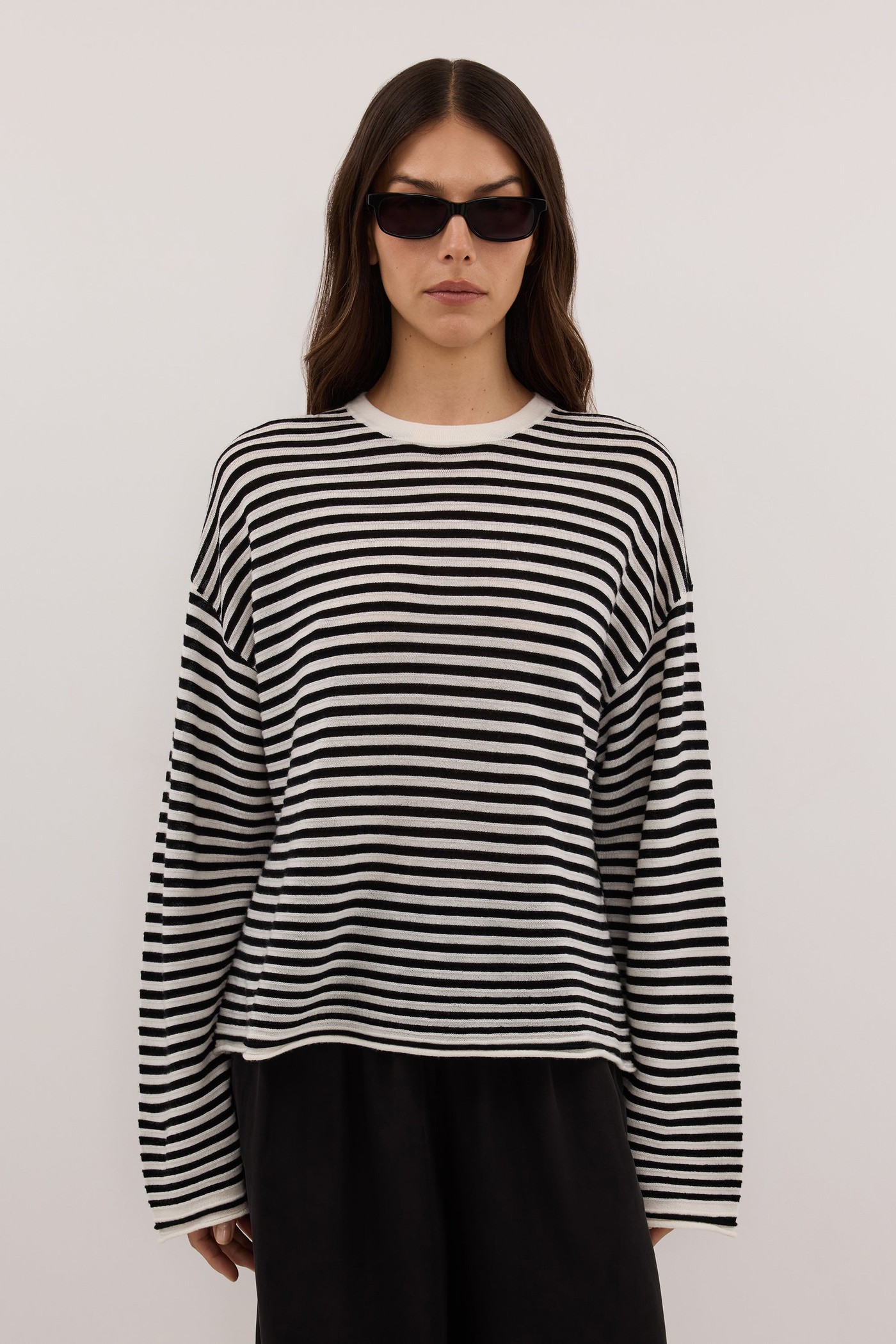 Posie Black Stripe Merino Knit Top view 4