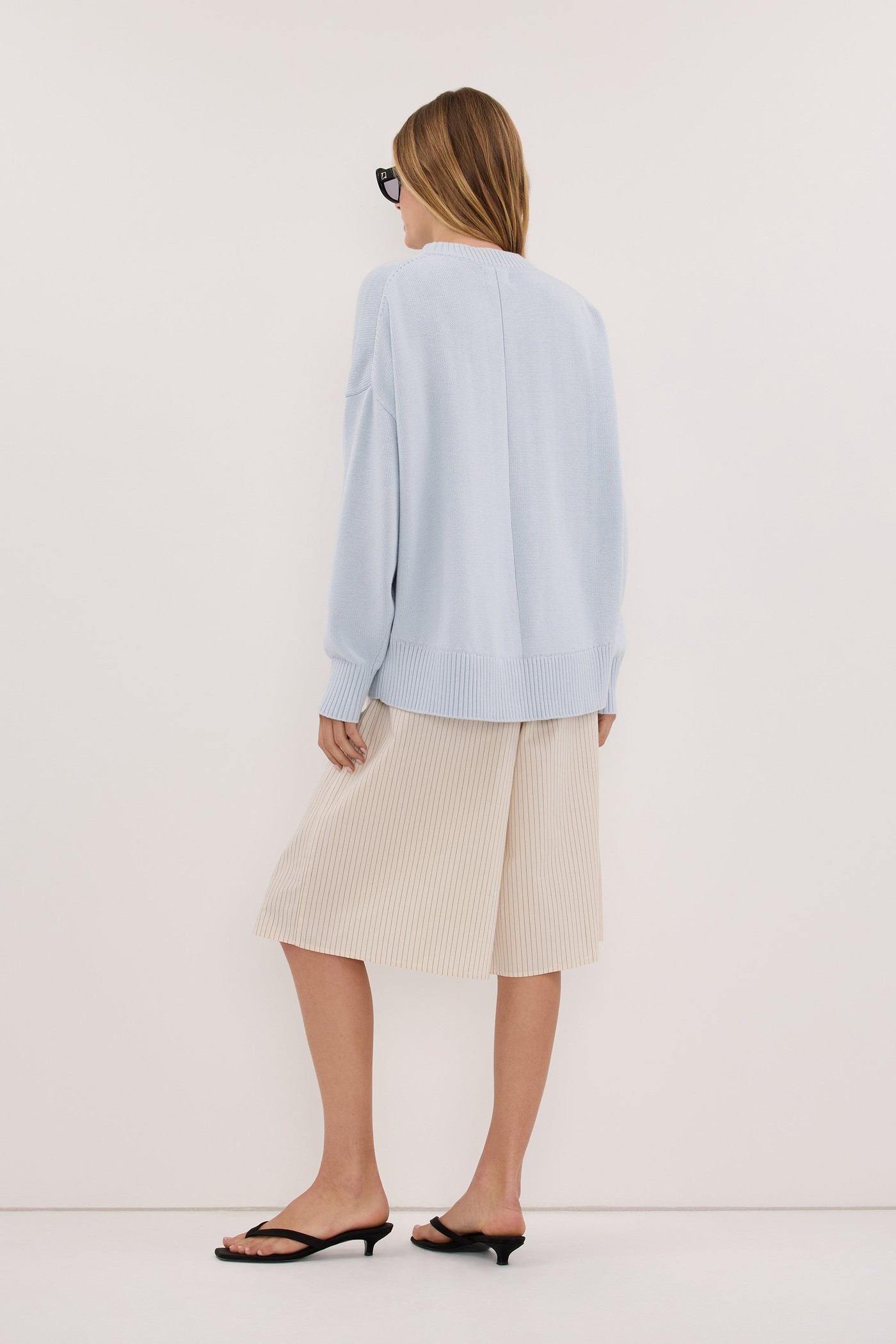 Mila Dusty Blue Crew Neck Knit Jumper view 4
