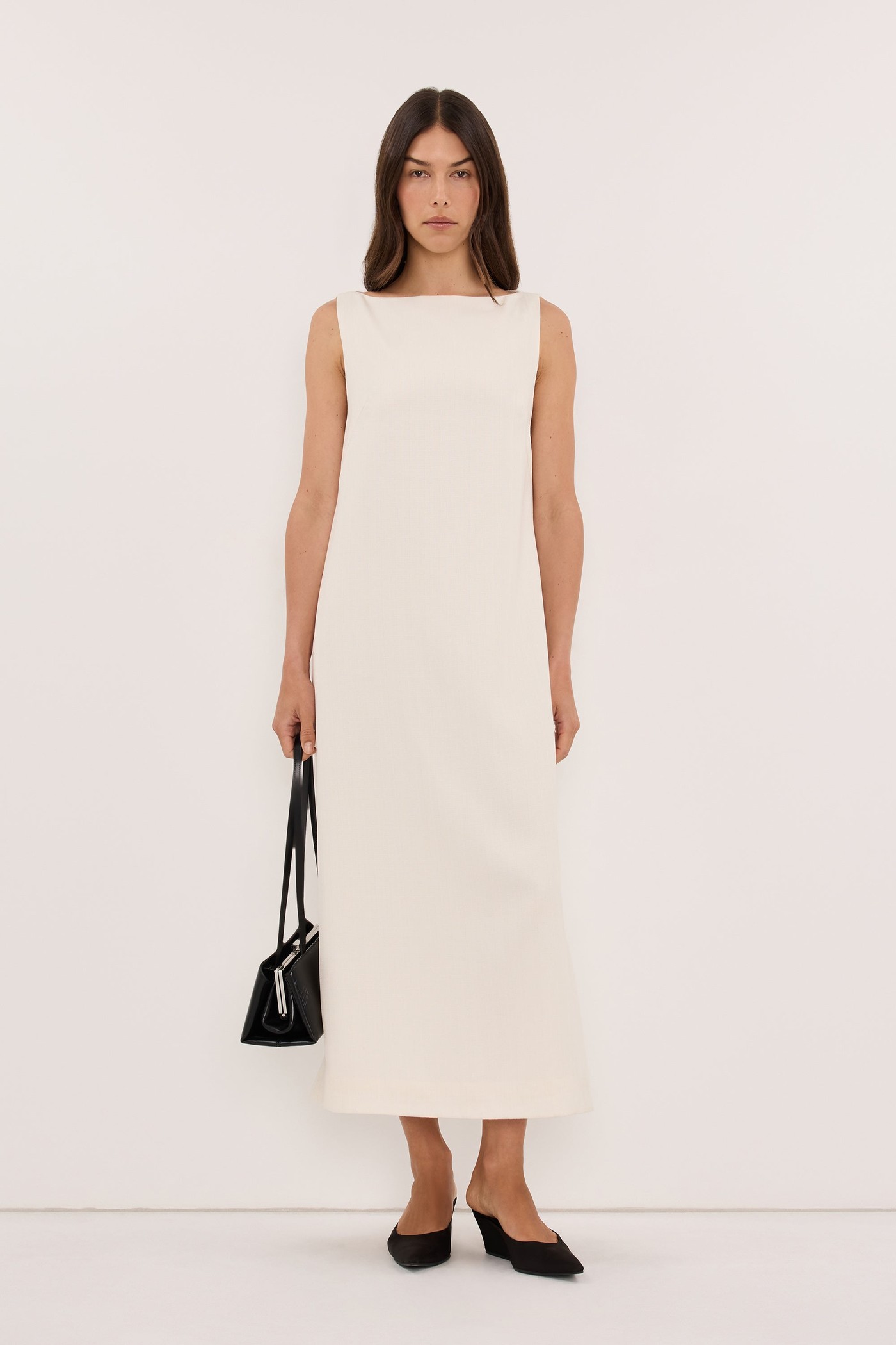Runa Ivory Boat Neck Midi Dress view 3