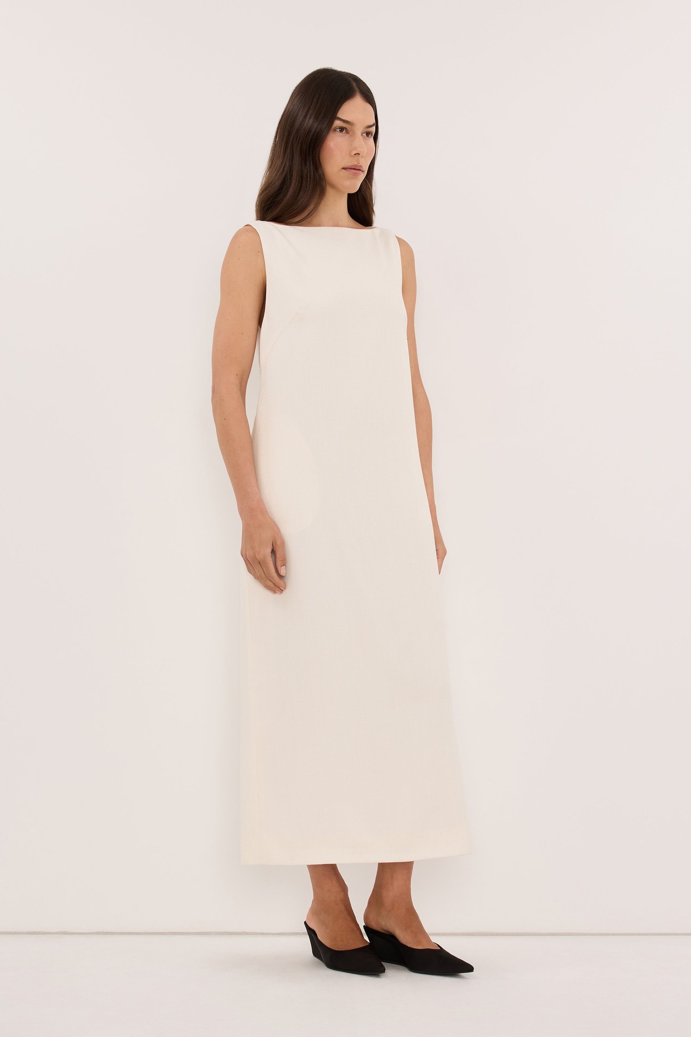 Runa Ivory Boat Neck Midi Dress view 4