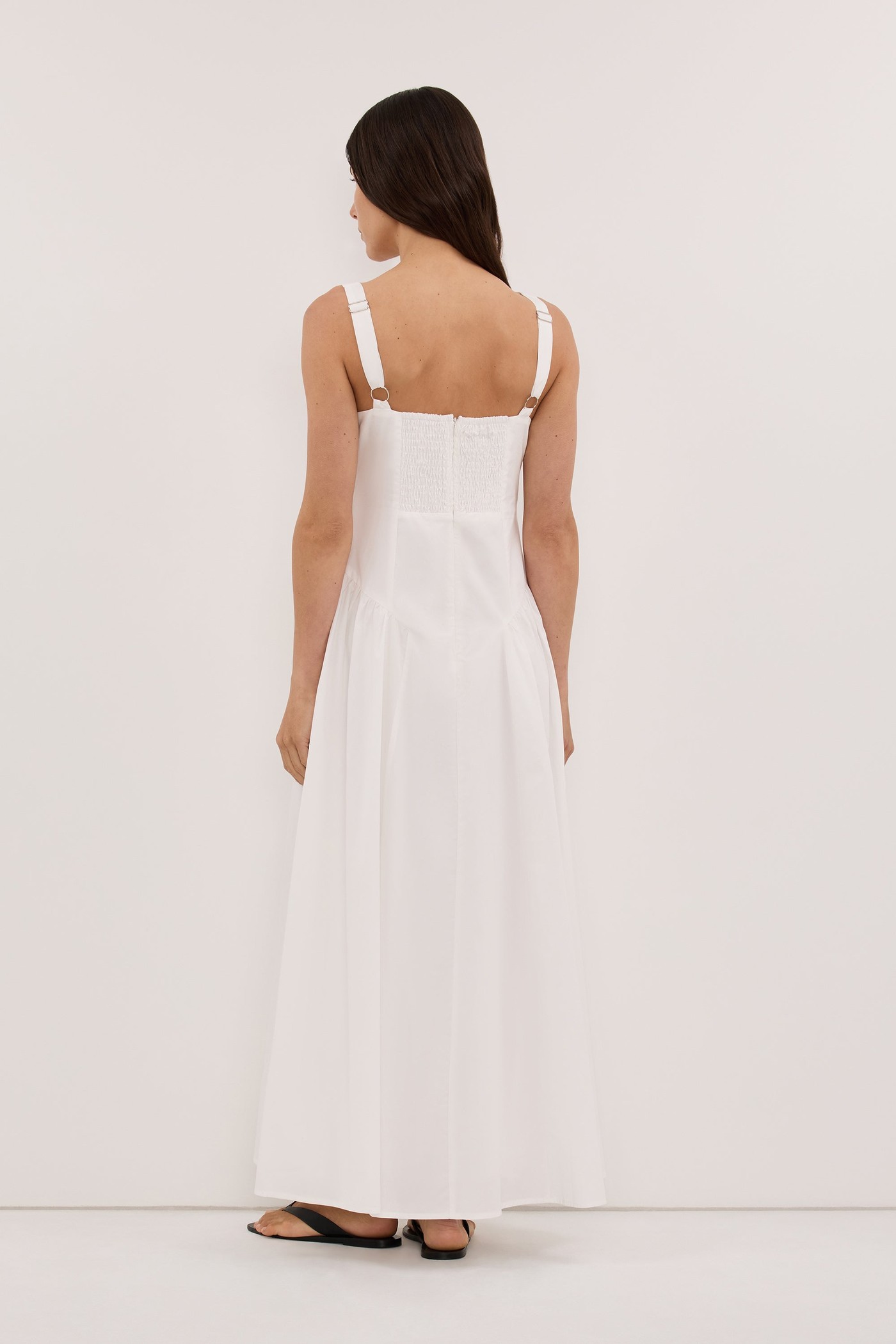 Elorin White Cotton Midi Dress view 4