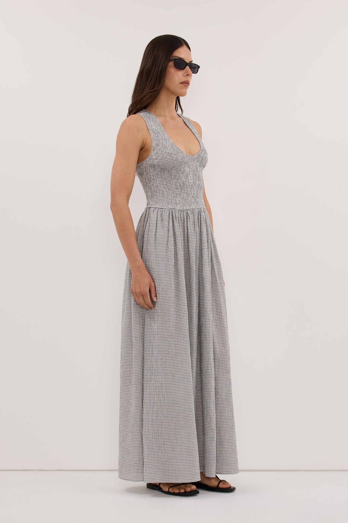 Dorothy Cream Check Midi Dress view 3